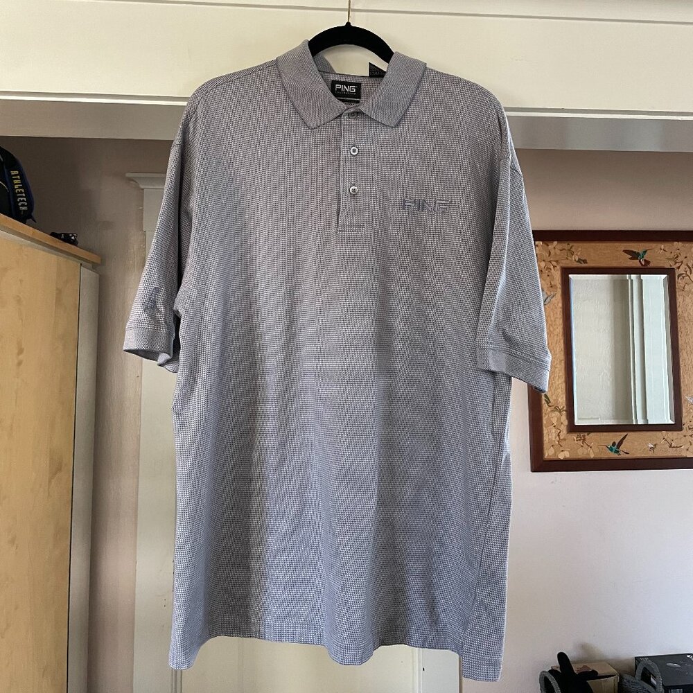 Ping Collection Men's L Mercerized Cotton Blend Golf Polo Shirt Silver